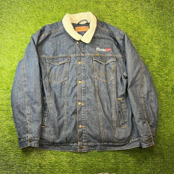 Coors Banquet Wrangler dark blue denim jacket with sherpa lining size XL - Picture 3 of 8